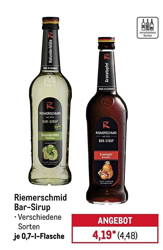 Riemerschmid Bar-Sirup • Verschiedene Sorten je 0,7-l-Flasche