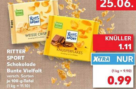 RITTER SPORT Schokolade Bunte Vielfalt versch. Sorten je 100-g-Tafel