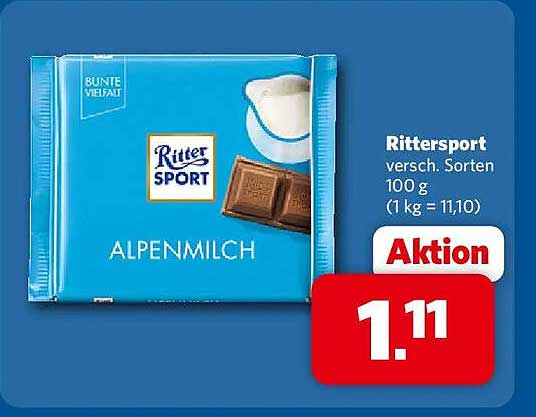 Rittersport versch. Sorten 100 g