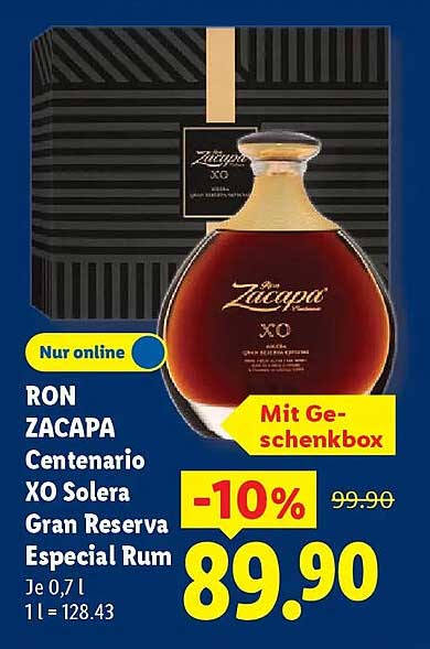 RON ZACAPA Centenario XO Solera Gran Reserva Especial Rum