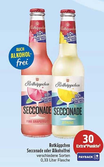 Rotkäppchen Secconade oder Alkoholfrei verschiedene Sorten 0,33 Liter Flasche