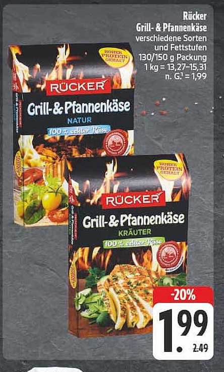Rücker Grill- & Pfannenkäse verschiedene Sorten und Fettstufen 130/150 g Packung