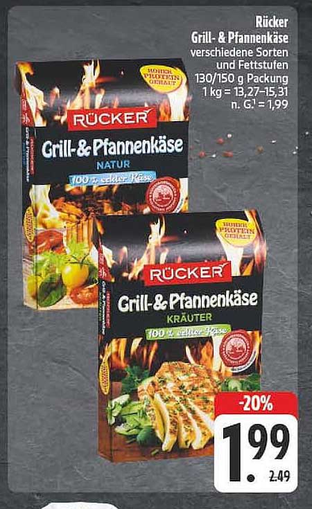 Rücker Grill- & Pfannenkäse verschiedene Sorten und Fettstufen 130/150 g Packung