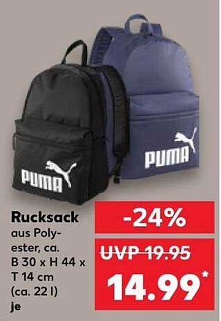Rucksack aus Polyester, ca. B 30 x H 44 x T 14 cm (ca. 22 l) je