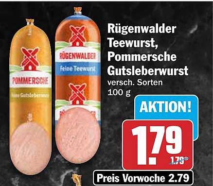 Rügenwalder Teewurst, Pommersche Gutsleberwurst versch. Sorten 100 g