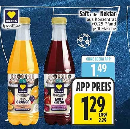 Saft oder Nektar aus Konzentrat +0.25 Pfand je 1 Flasche