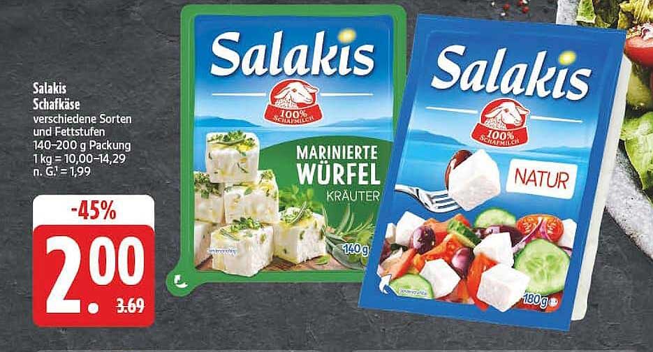 Salakis Schafkäse verschiedene Sorten und Fettstufen