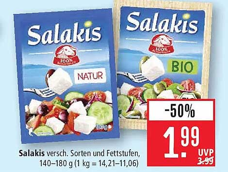 Salakis versch. Sorten und Fettstufen, 140–180 g (1 kg = 14,21–11,06)