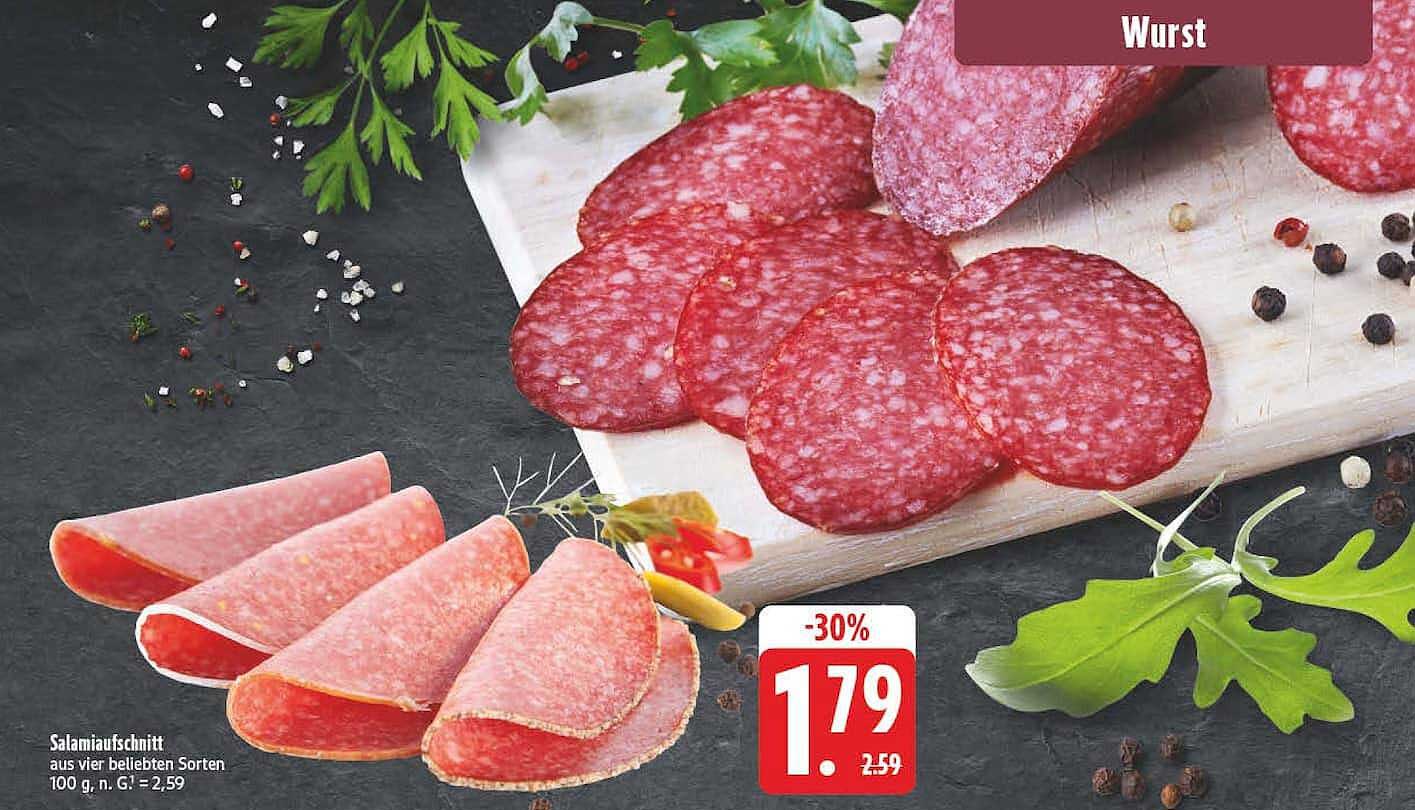Salamiaufschnitt aus vier beliebten Sorten
