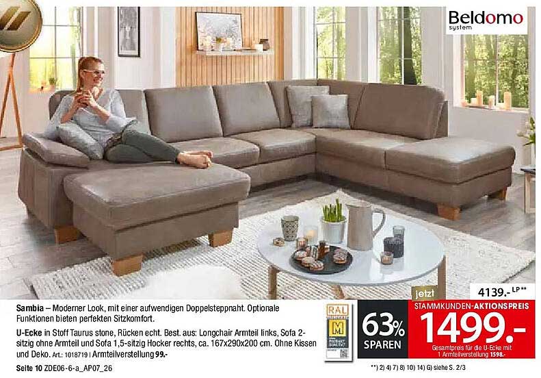 Sambia – Moderner Look, mit einer aufwendigen Doppelsteppnaht. Optionale Funktionen bieten perfekten Sitzkomfort.