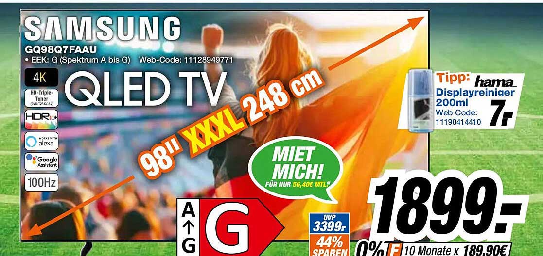 SAMSUNG GQ98Q7FAAUV QLED TV 98" XXL 248 cm