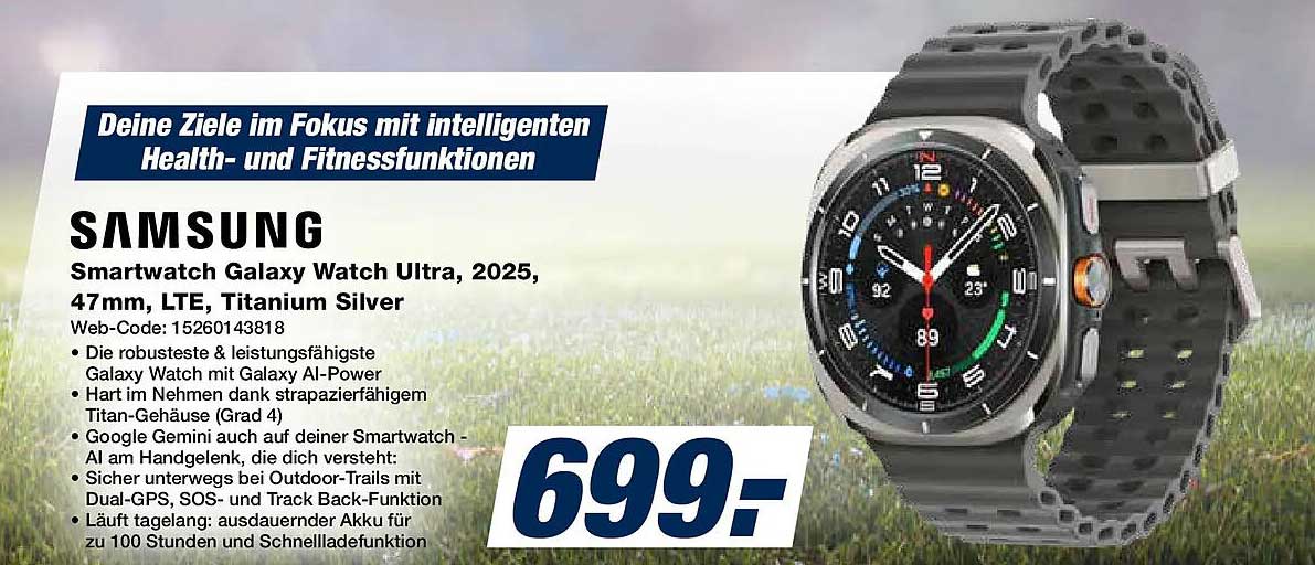 SAMSUNG Smartwatch Galaxy Watch Ultra, 2025, 47mm, LTE, Titanium Silver