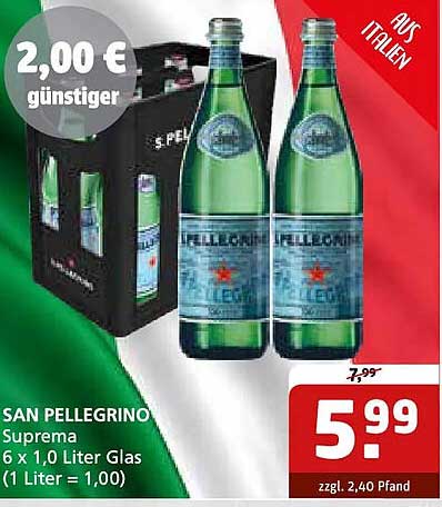 SAN PELLEGRINO Suprema 6 x 1,0 Liter Glas (1 Liter = 1,00)