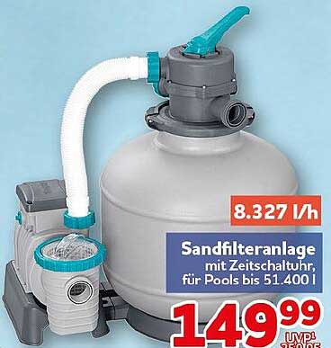 Sandfilteranlage mit Zeitschaltuhr, für Pools bis 51.400 l