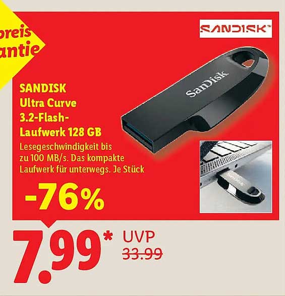 SANDISK Ultra Curve 3.2-Flash-Laufwerk 128 GB