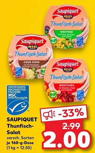 SAUPIQUET Thunfisch-Salat versch. Sorten je 160-g-Dose (1 kg = 12.50)