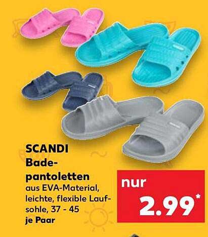 SCANDI Bade-pantoletten aus EVA-Material, leichte, flexible Laufsohle, 37 - 45 je Paar