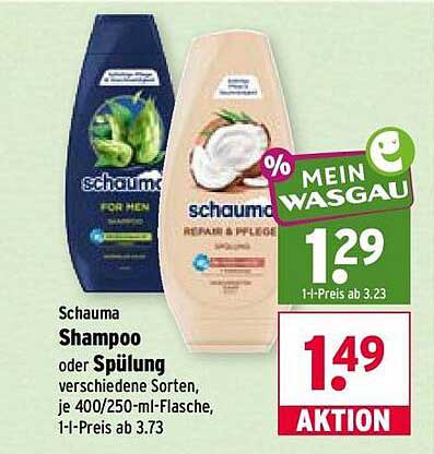 Schauma Shampoo oder Spülung verschiedene Sorten, je 400/250-ml-Flasche, 1-L-Preis ab 3.73
