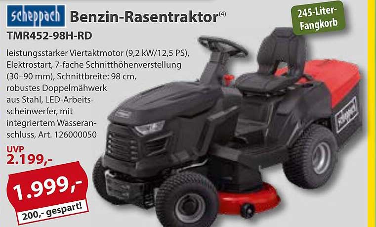 Scheppach Benzin-Rasentraktor TMR452-98H-RD