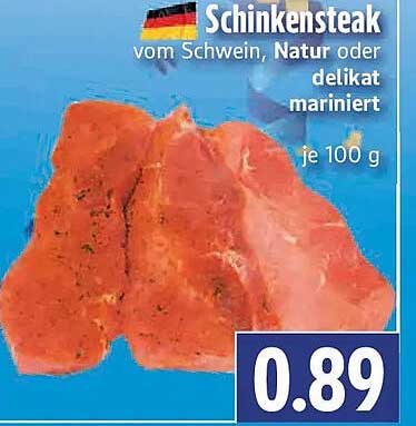 Schinkensteak vom Schwein, Natur oder delikat mariniert