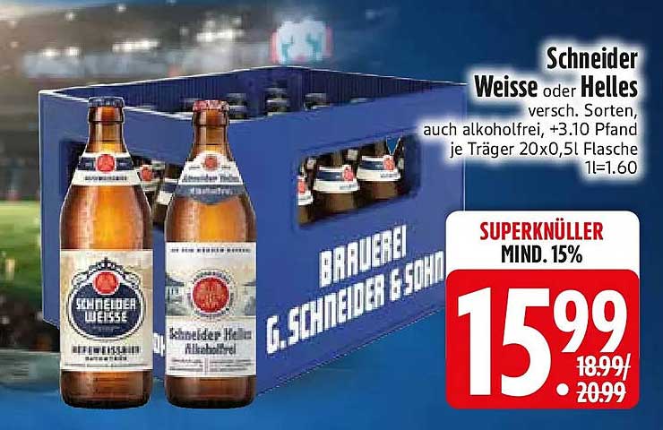 Schneider Weisse oder Helles versch. Sorten