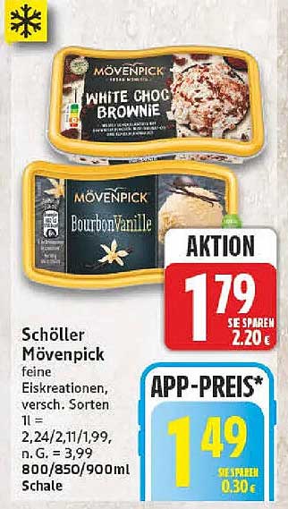 Schöller Mövenpick feine Eiskreationen, versch. Sorten