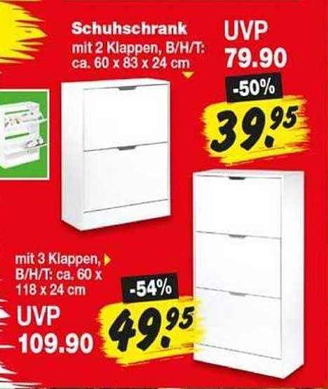 Schuhschrank mit 2 Klappen, B/H/T: ca. 60 x 83 x 24 cm
