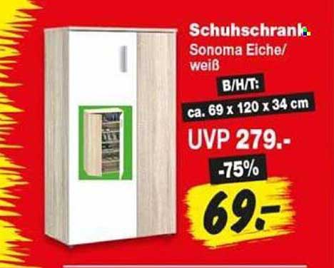 Schuhschrank Sonoma Eiche/weiß