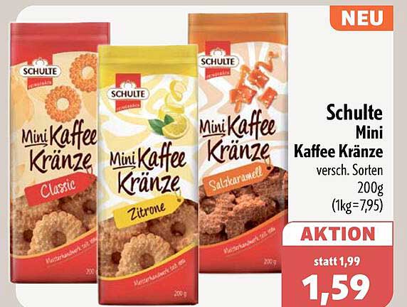Schulte Mini Kaffee Kränze versch. Sorten 200g (1kg=7,95)
