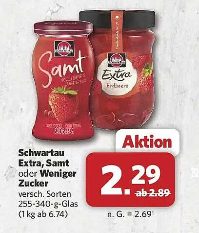 Schwartau Extra, Samt oder Weniger Zucker