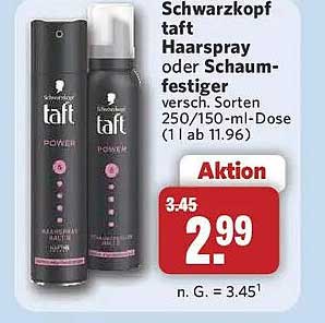 Schwarzkopf taft Haarspray oder Schaumfestiger versch. Sorten 250/150-ml-Dose (1 l ab 11.96)