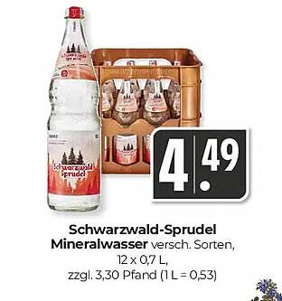 Schwarzwald-Sprudel Mineralwasser versch. Sorten, 12 x 0,7 L