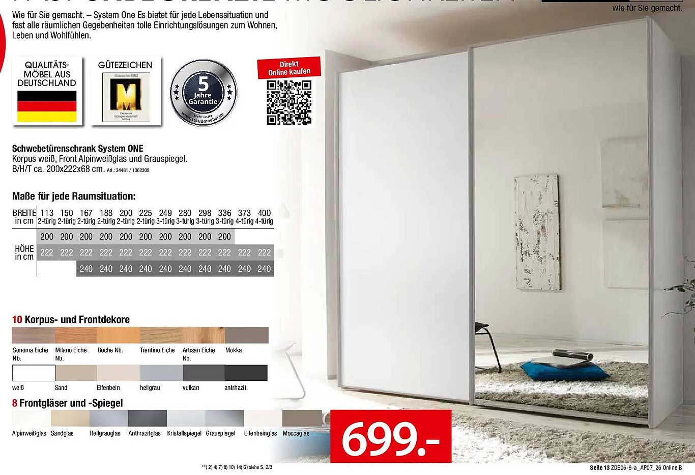 Schwebetürenschrank System ONE