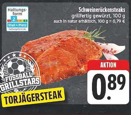 Schweinerückensteaks grillfertig gewürzt, 100 g