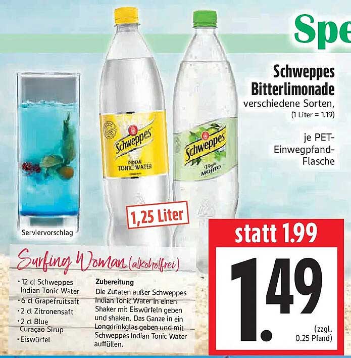 Schweppes Bitterlimonade verschiedene Sorten