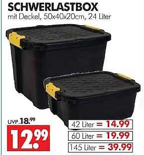 SCHWERLASTBOX mit Deckel, 50x40x20cm, 24 Liter