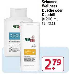 Sebamed Wellness Dusche oder Duschöl je 200 ml 1 l = 13.95
