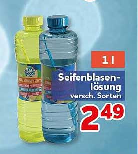 Seifenblasen-lösung versch. Sorten