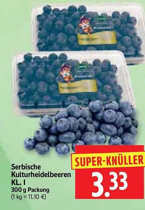 Serbische Kulturheidelbeeren KL. I 300 g Packung
