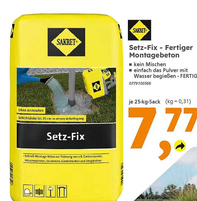 Setz-Fix - Fertiger Montagebeton