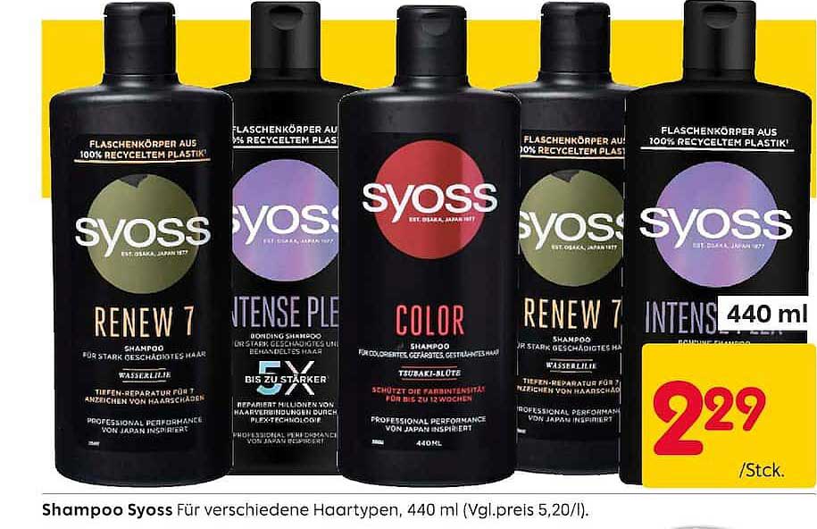 Shampoo Syoss für verschiedene Haartypen, 440 ml
