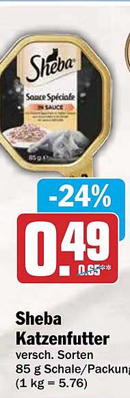 Sheba Katzenfutter versch. Sorten 85 g Schale/Packung (1 kg = 5.76)