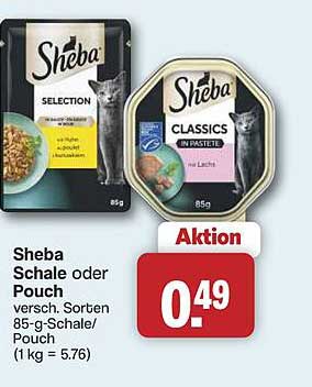 Sheba Schale oder Pouch versch. Sorten 85-g-Schale/Pouch (1 kg = 5,76)