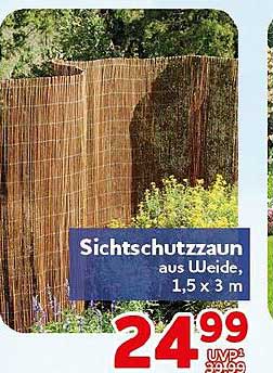 Sichtschutzzaun aus Weide, 1,5 x 3 m