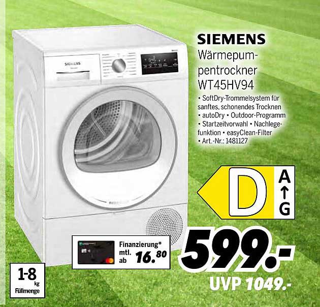 SIEMENS Wärmepumpentrockner WT45HV94