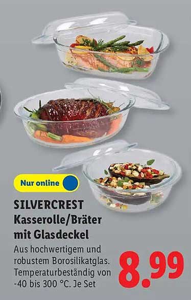 SILVERCREST Kasserolle/Bräter mit Glasdeckel