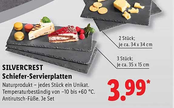 SILVERCREST Schiefer-Servierplatten