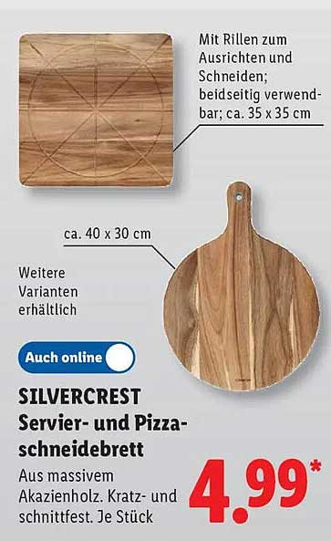 SILVERCREST Servier- und Pizza-schneidebrett