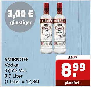 SMIRNOFF Vodka 37,5% Vol. 0,7 Liter (1 Liter = 12,84)