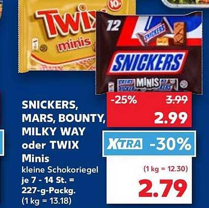SNICKERS, MARS, BOUNTY, MILKY WAY oder TWIX Minis